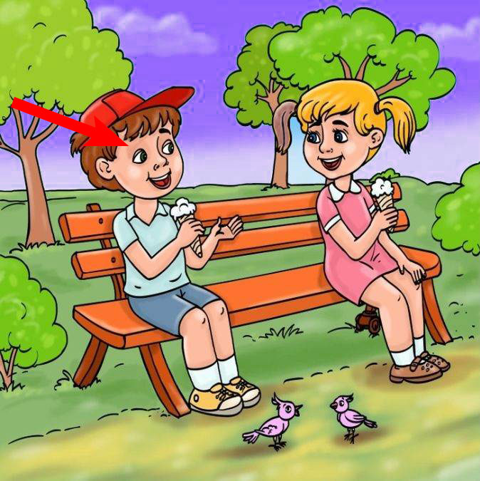 جواب تست هوش تصویری که یه پسره و دختره نشستن تو پارک دارن بستنی می خورن